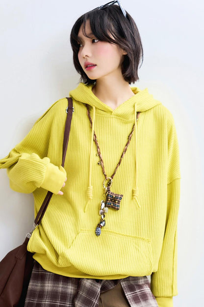 Casual Rib Knit Sweatshirt