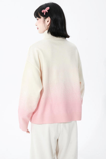 Soft pink gradient knit sweater