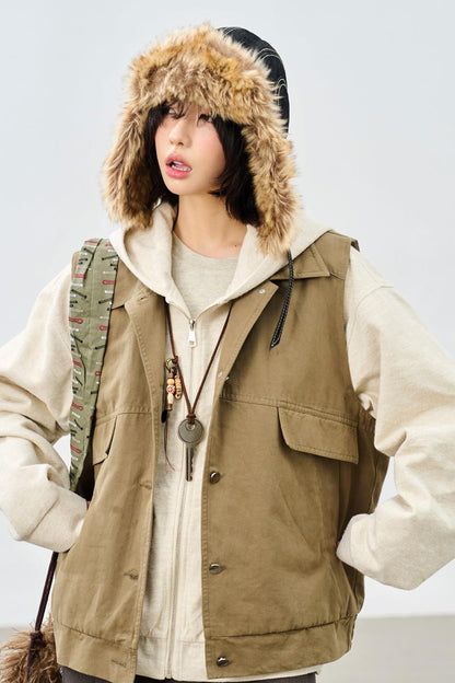 Stand collar padded vest