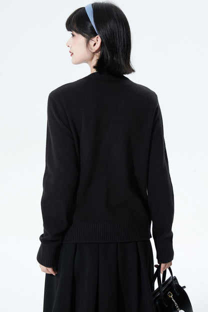 カラーブロックフロッキージャカードカーディガン