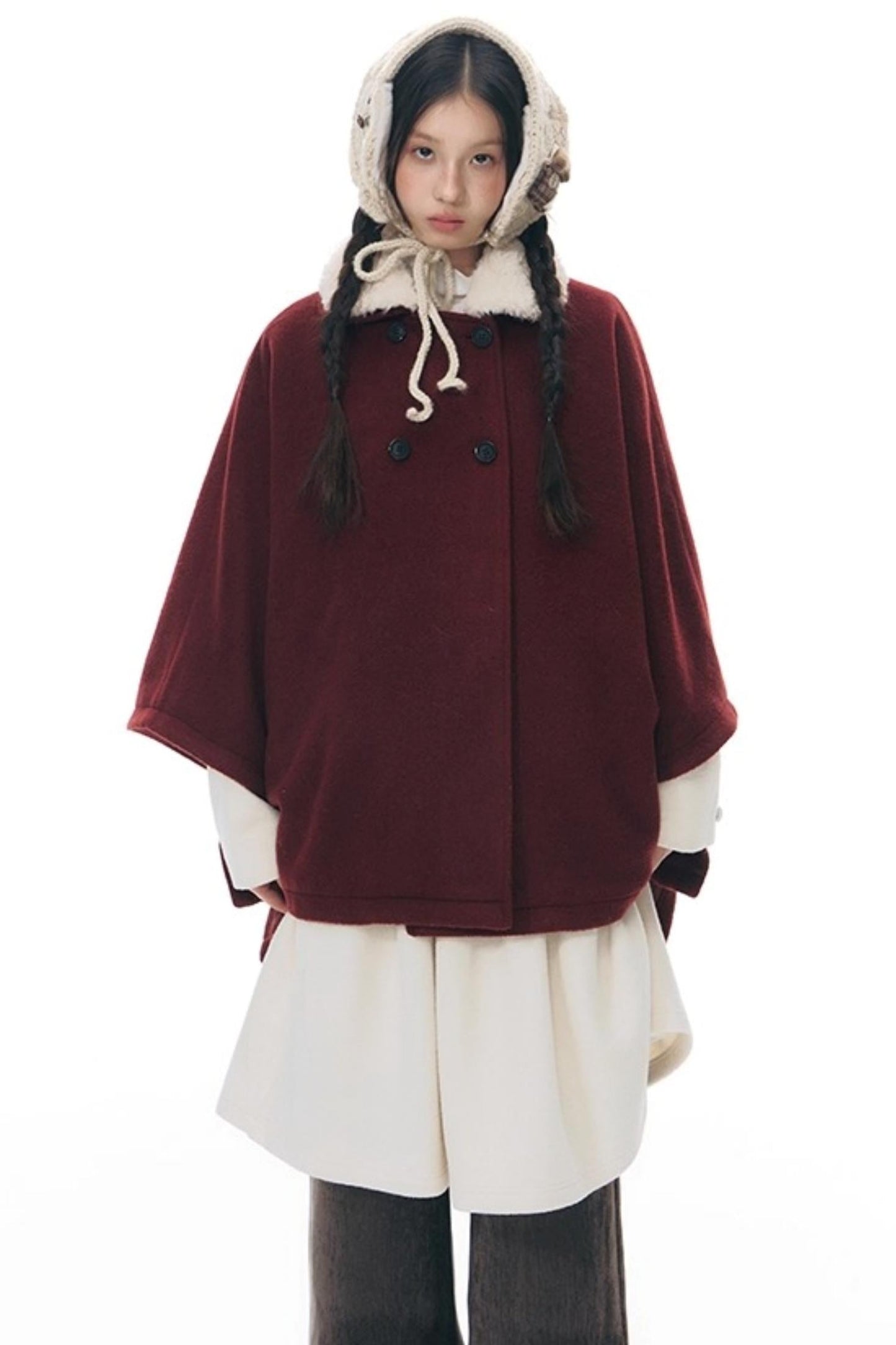 レトロトップス+プレッピープリーツスカート+スカーフ