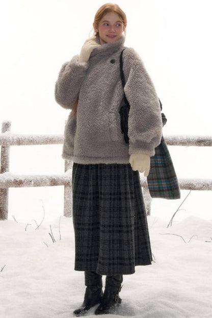 リバーシブルチェックルーズコート