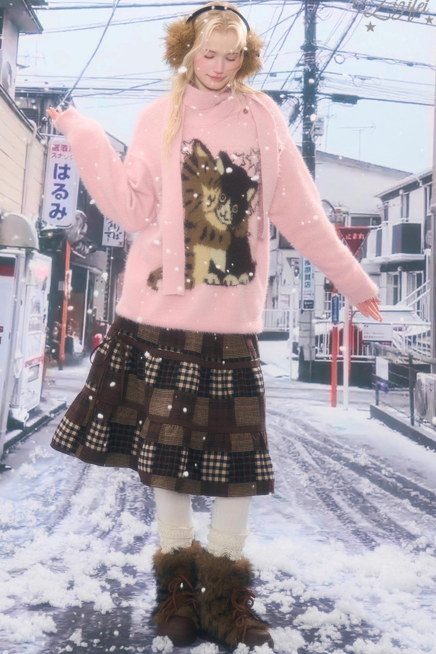 Retro Cat Pattern Sweater