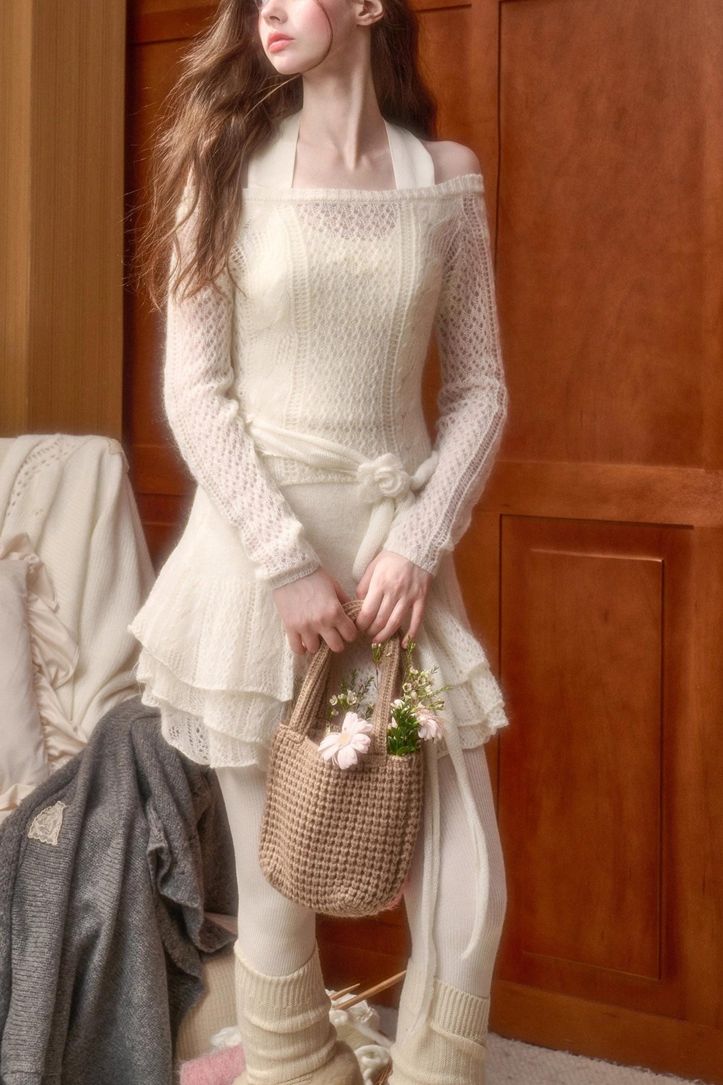 モヘアスイートトップス+スカート