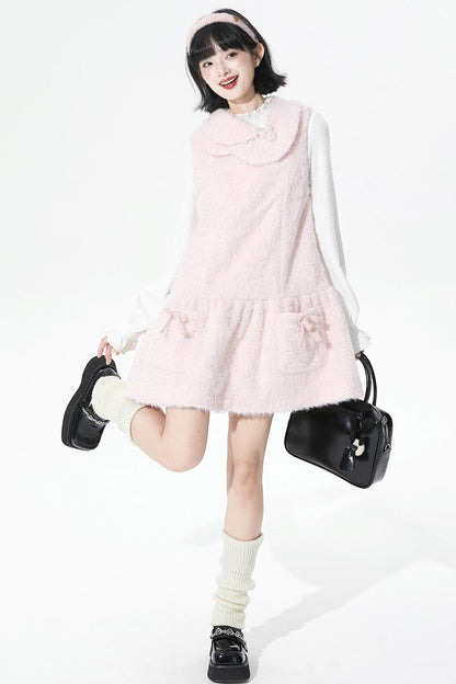 ピンクウールンニットドレス