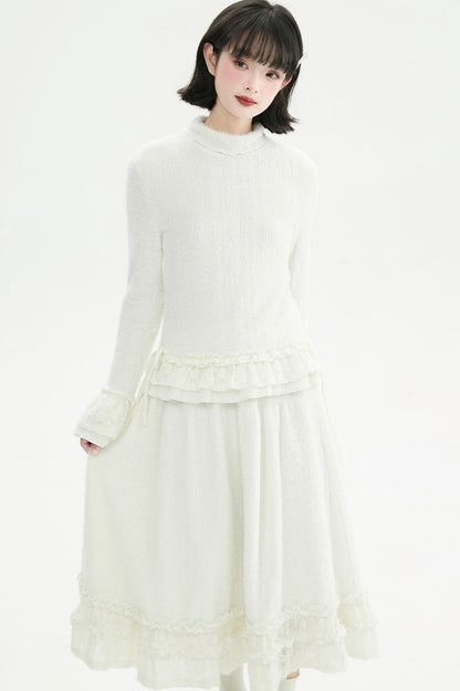ミルキーホワイトレースニットトップ