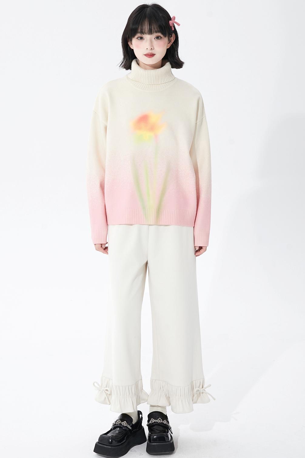 Soft pink gradient knit sweater