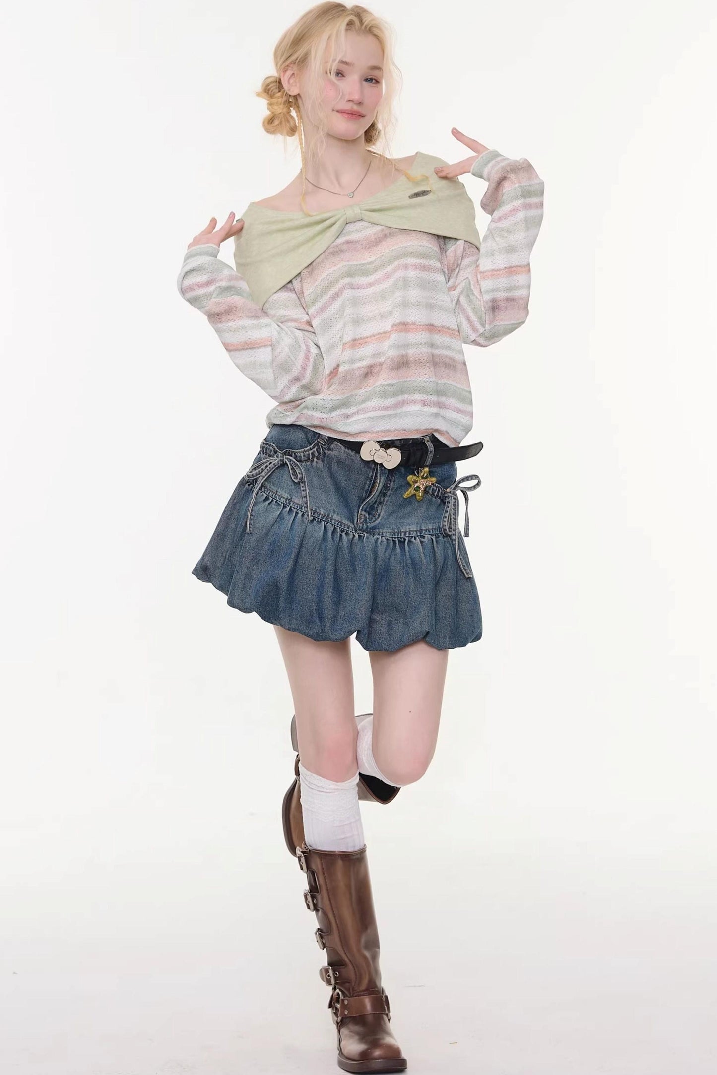 Spring Mist Striped Knit Top