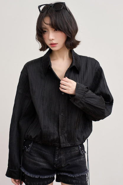 Gravity Textured Drawstring Top