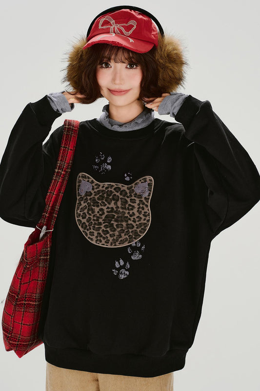 レトロレオパードルーズモードトップス