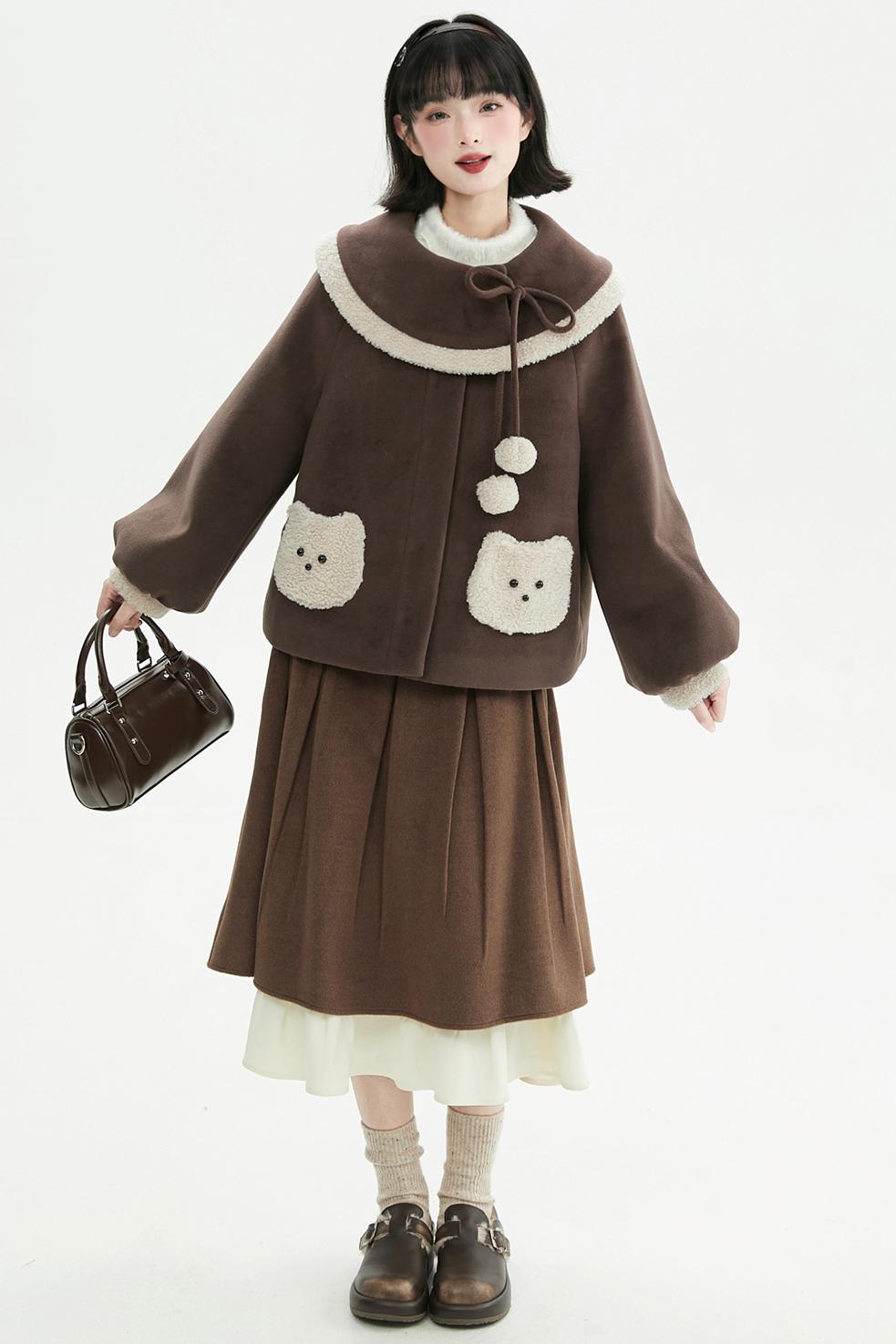 キャラメルブラウンプラッシュコート