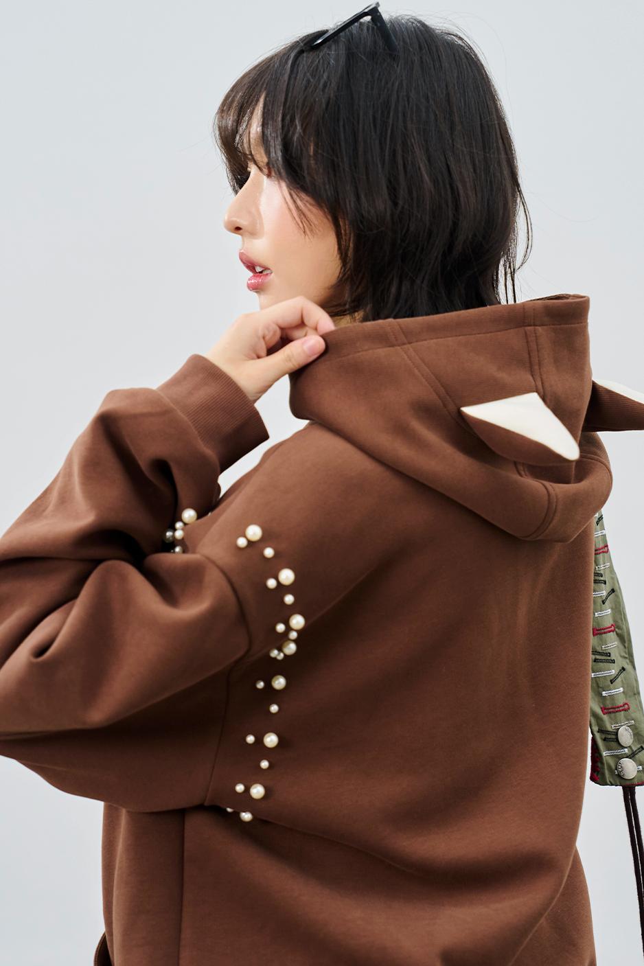 Hooded Ear Loose Fit Jacket