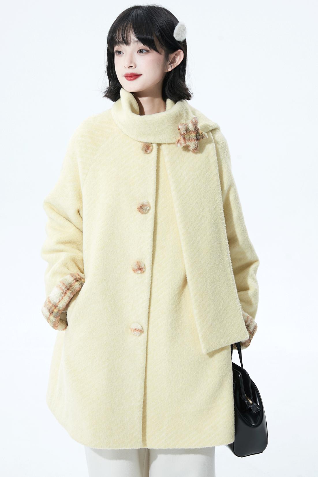 デタッチャブルプラッシュウールコート