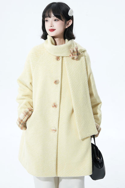 デタッチャブルプラッシュウールコート