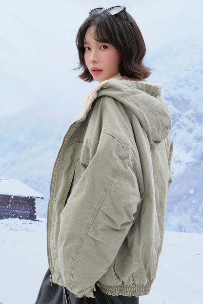 Plush Hooded Cotton Jacket
