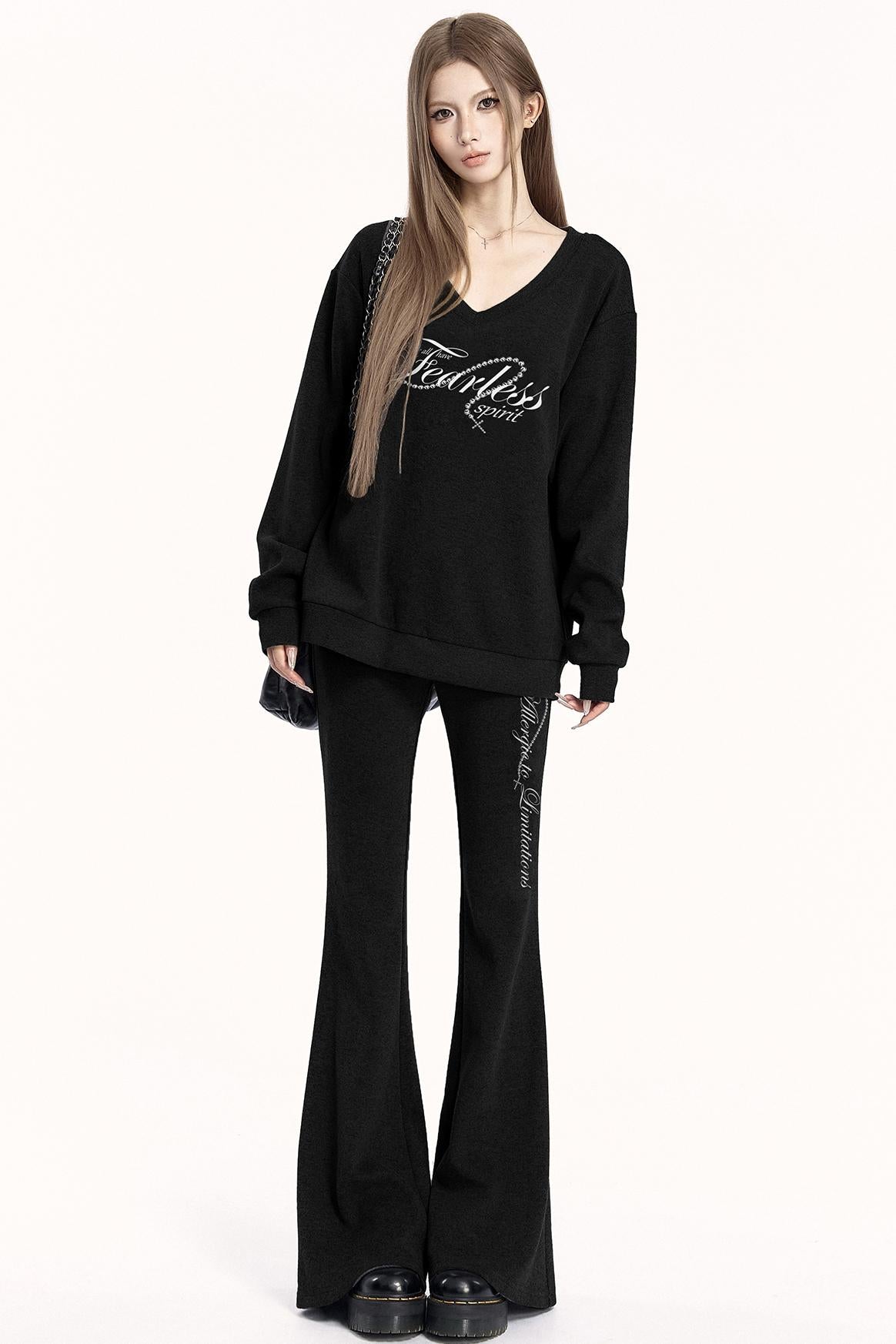 Brushed V-Neck Sweatshirt Setup