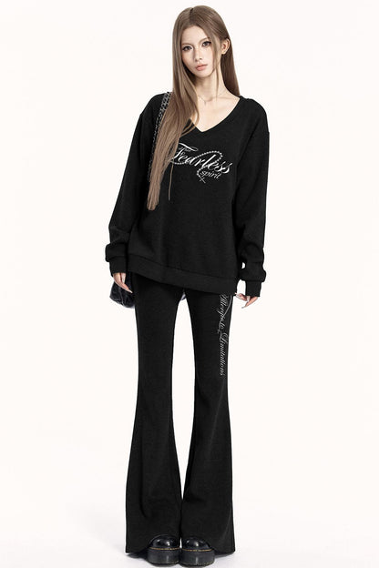 Brushed V-Neck Sweatshirt Setup