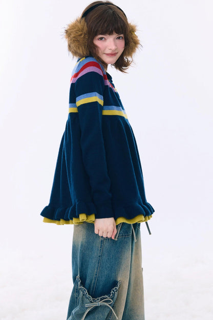 Contrast Striped Knit Sweater