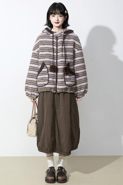 ピンクパープルラムウールコート