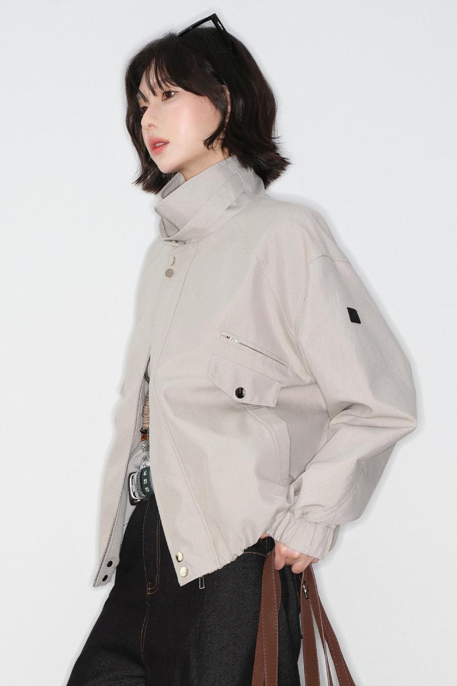 ソリッドカラースタンドカラージャケット