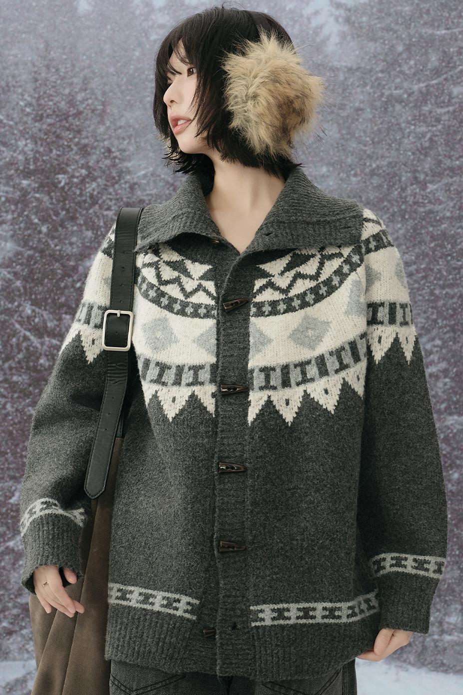 カラーコントラストニットカーディガン