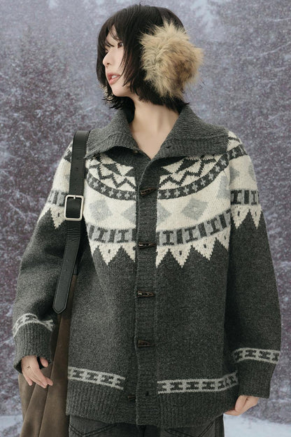 カラーコントラストニットカーディガン