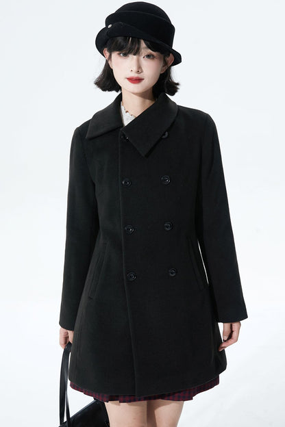 Wool-blend asymmetrical cape coat
