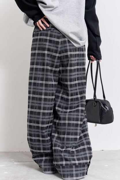 ストレートレッグチェックパンツ