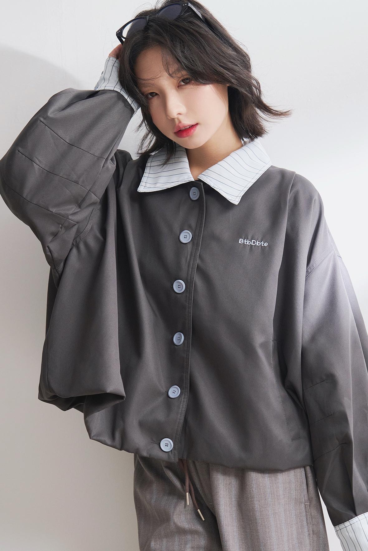 コントラストラペルクロップドジャケット