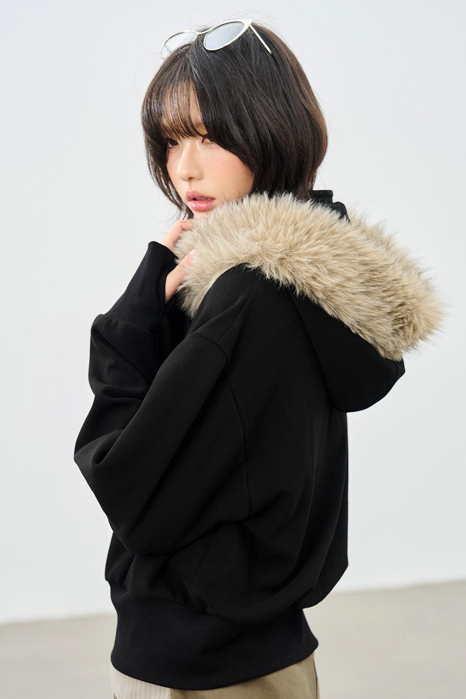 ファーカラールフードジャケット