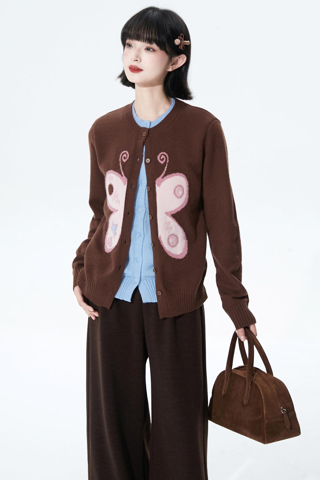 Butterfly Jacquard Knit Cardigan