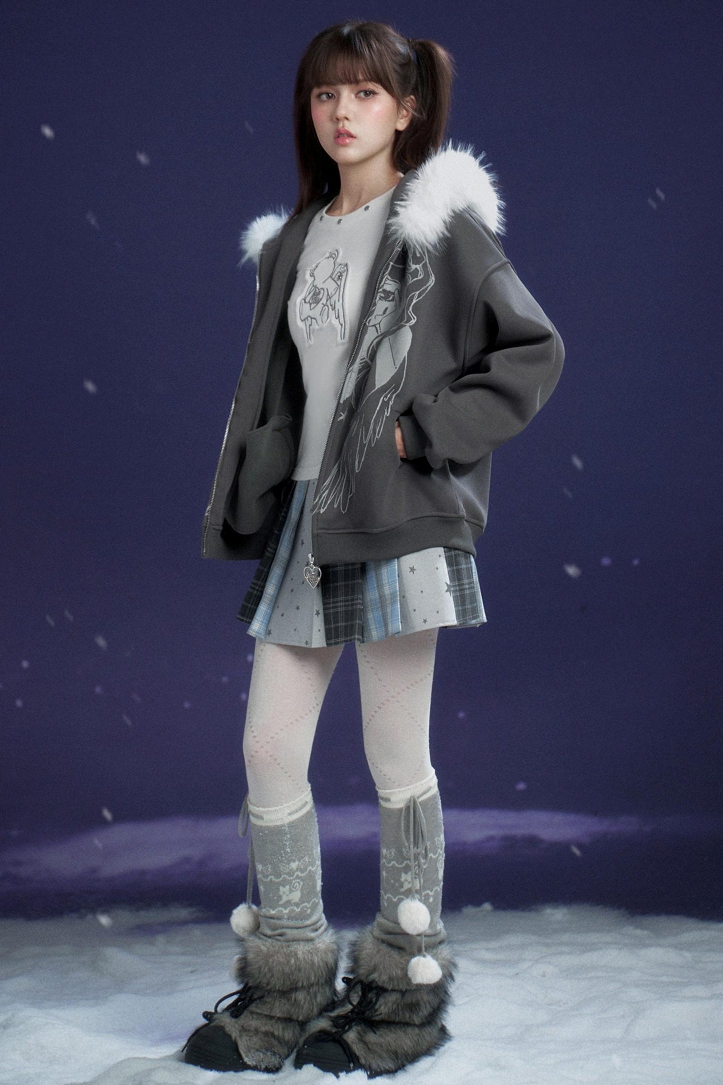 check star pleated skirt