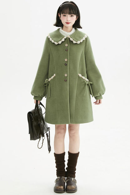 ジャスミングリーンウールコート