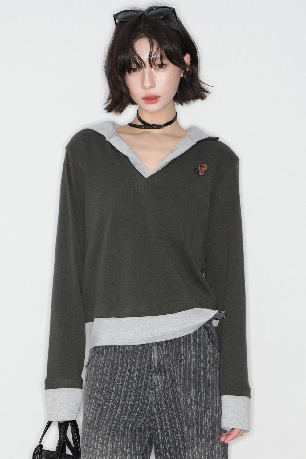 Patchwork Hooded Color Block Top