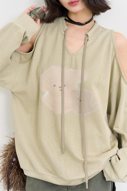 Off-the-shoulder Printed Blouse