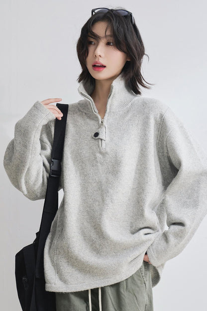Stand Neck Knit Sweater