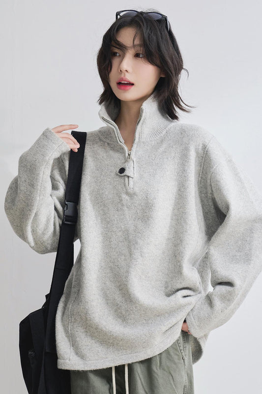 Stand Neck Knit Sweater