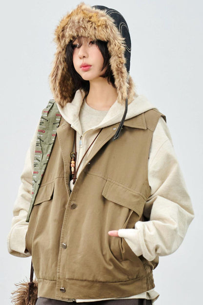 Stand collar padded vest