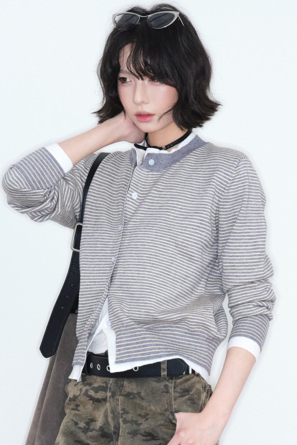 Fake Two-Piece Knitted Cardigan