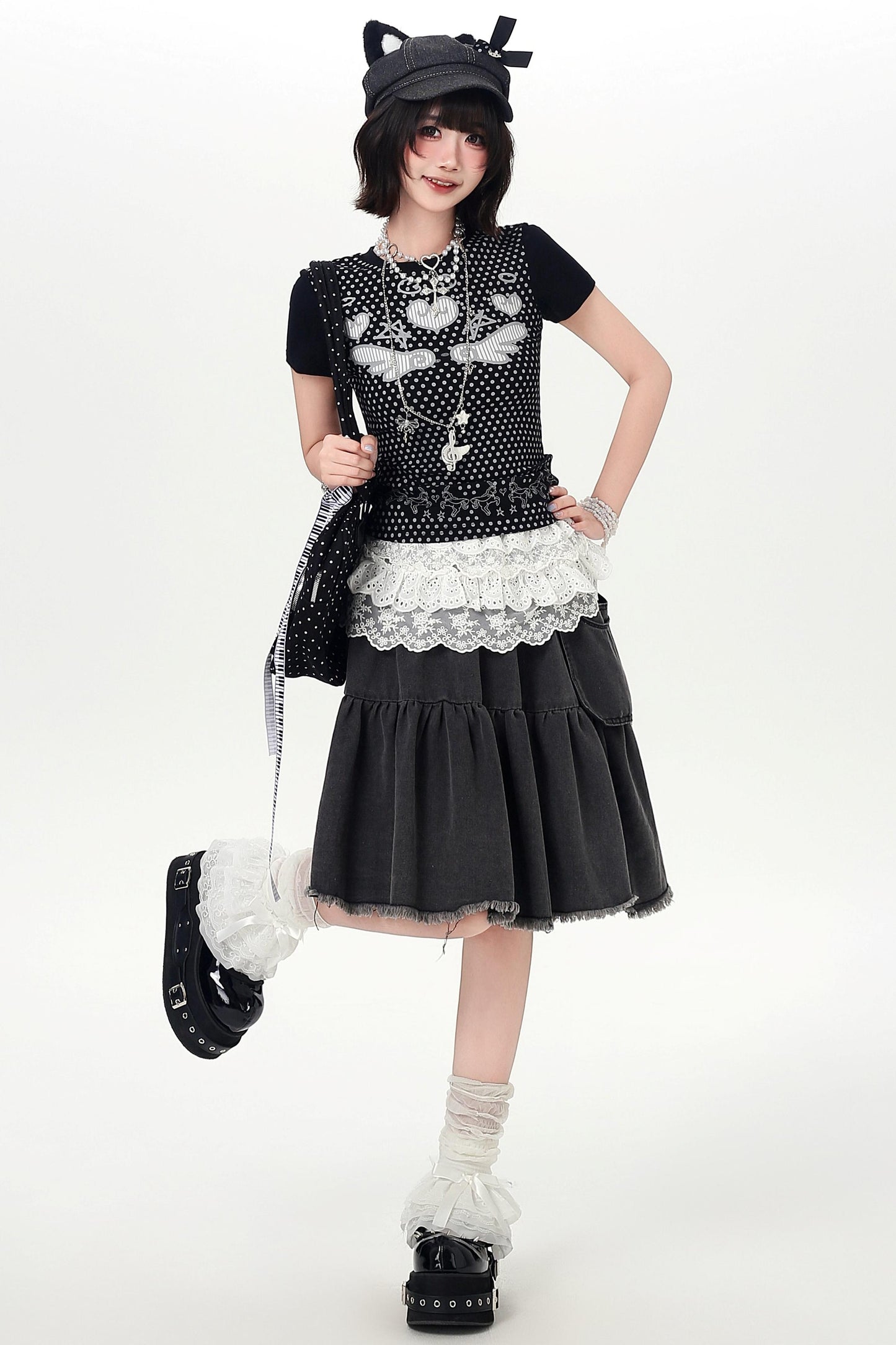 Vintage Polka Dot Angel Slim Top