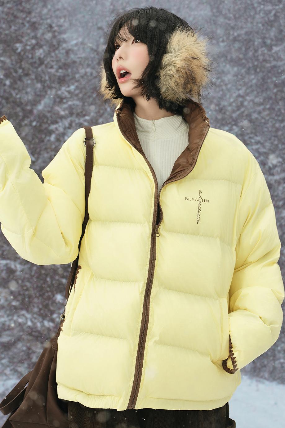 カラーブロックスタンドカラーコート