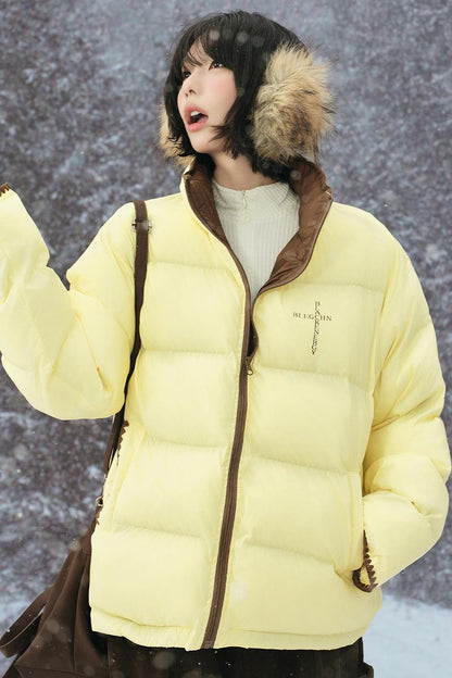 カラーブロックスタンドカラーコート