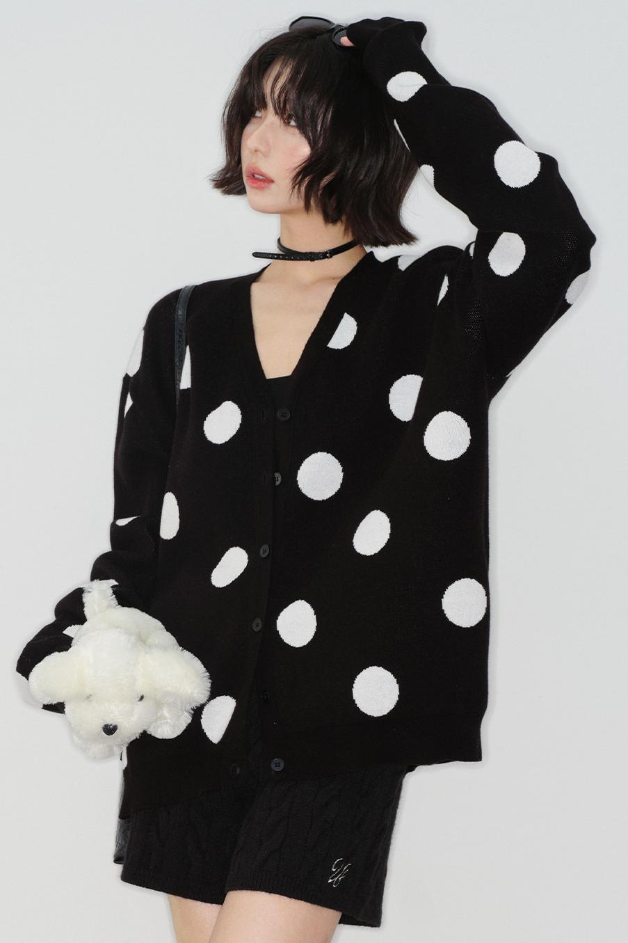 ビッグドットニットカーディガン