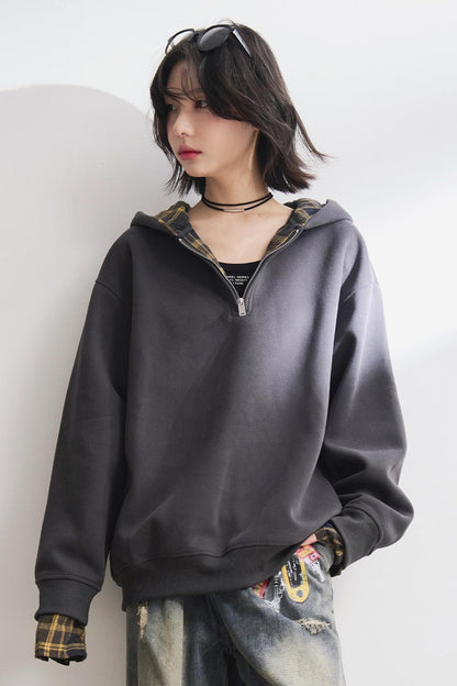 Check Stitch Hooded Sweatshirt