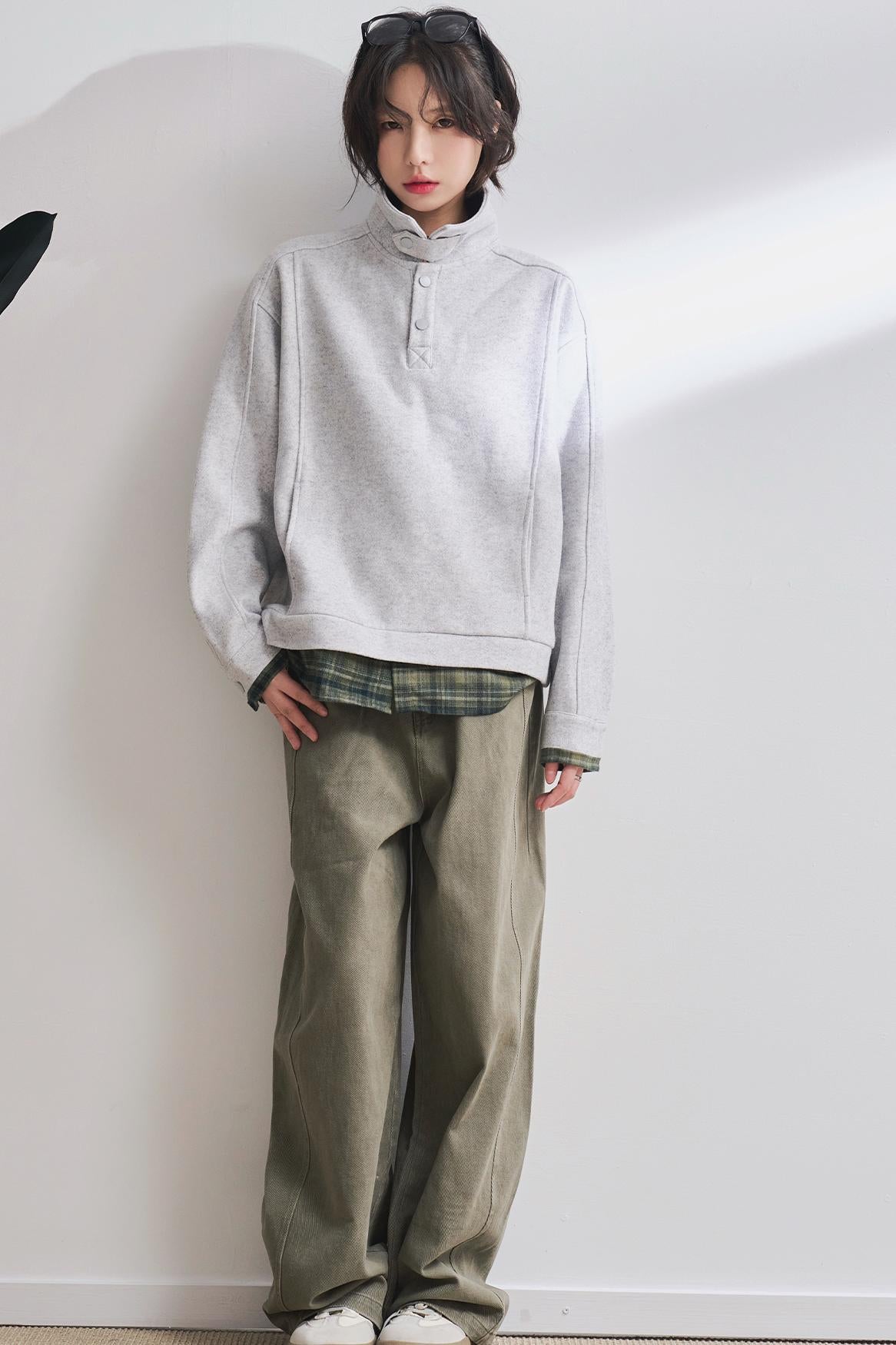 Shirt Hem Layered Style Sweatshirt