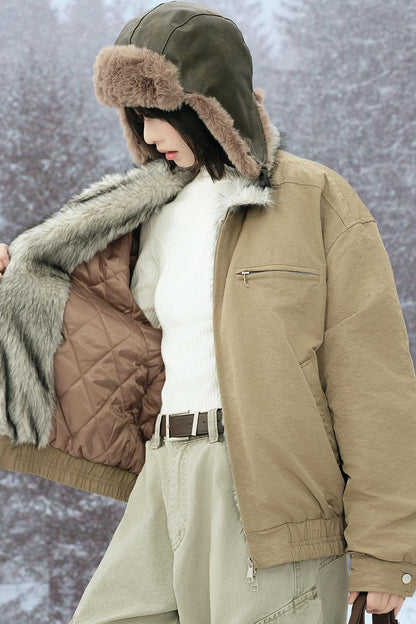 Fox Fur Collar Cotton Jacket