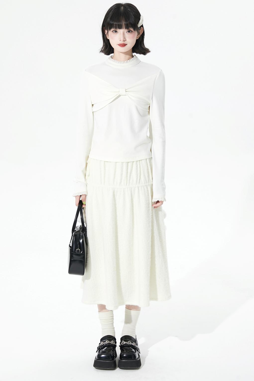 ソフトリブドニットフレアスカート