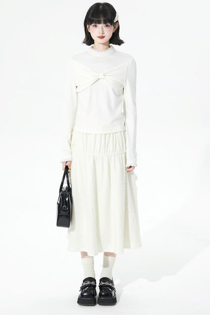 ソフトリブドニットフレアスカート