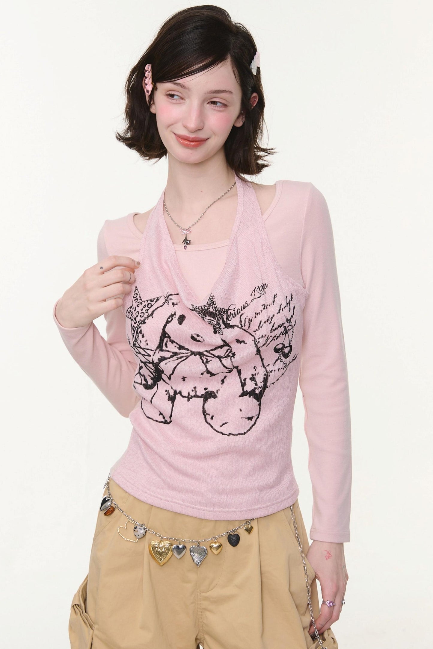 Rabbit Print Halter Top