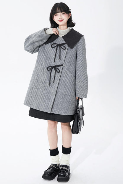 レトログレイウールンコート